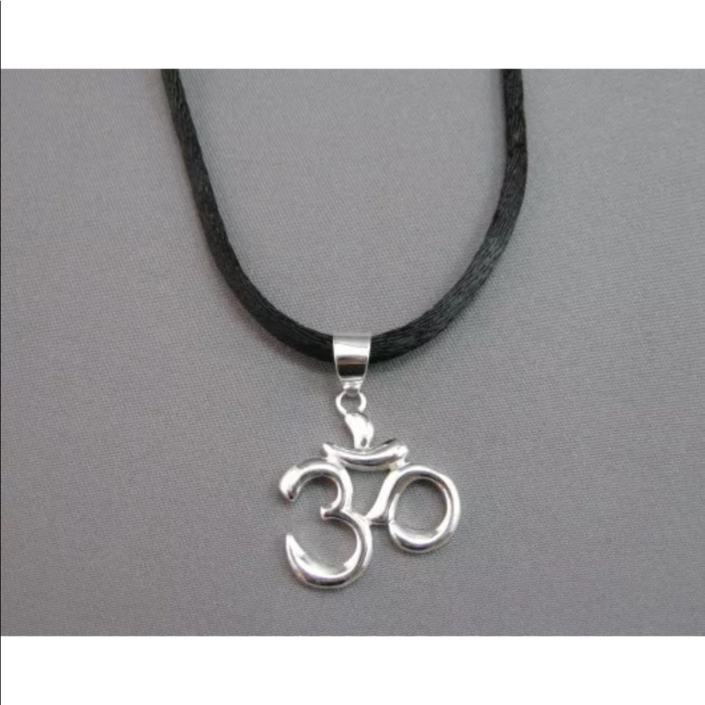 Sterling silver ohm pendant necklace 16”
